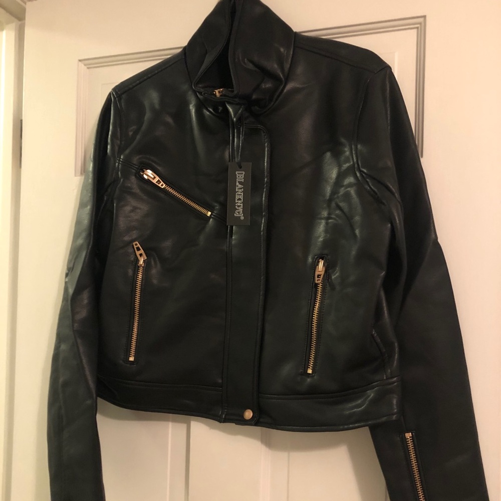 Blank NYC faux leather jacket with rose gold